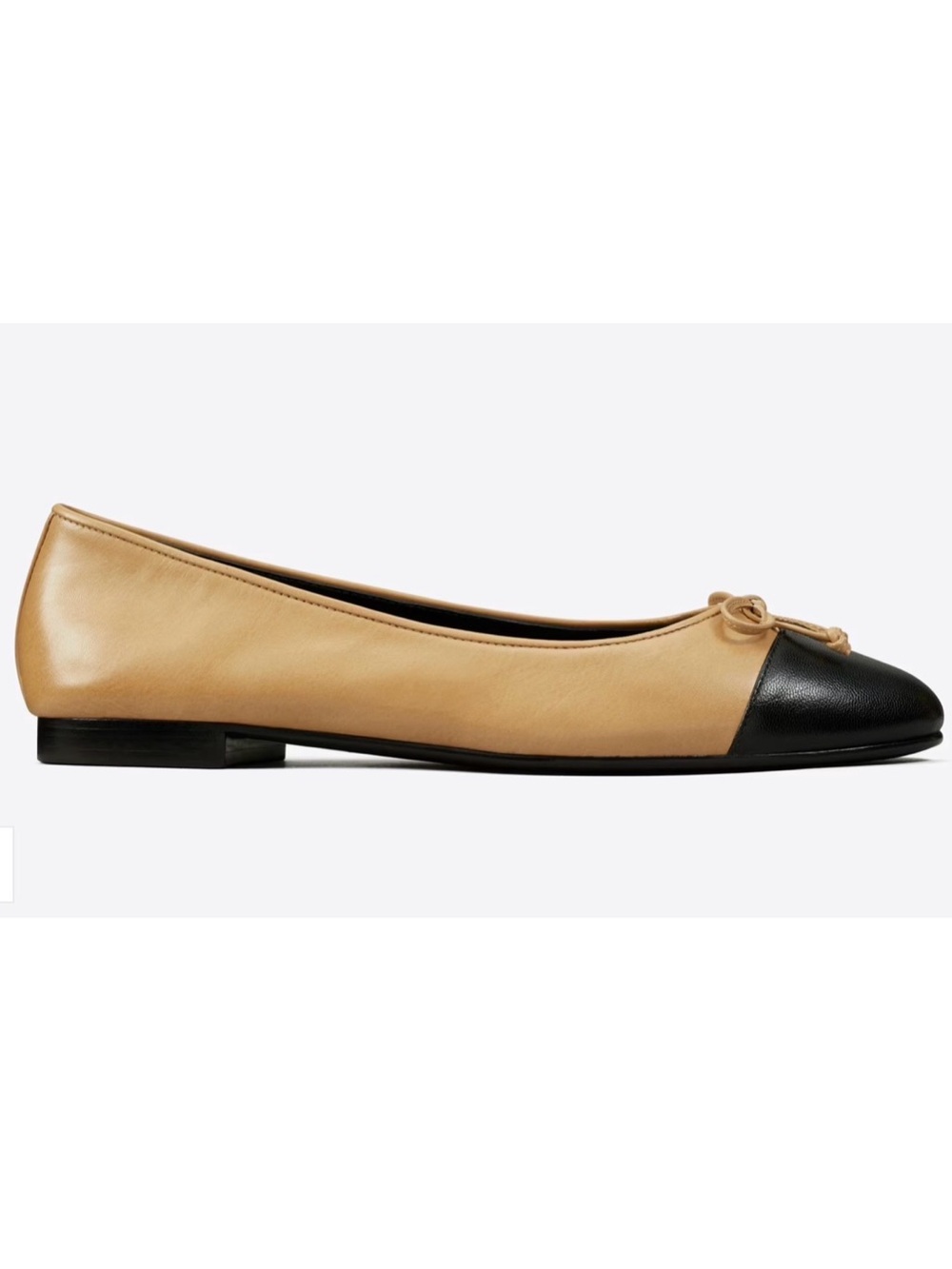 Tory Burch Cap-Toe Ballet Flat (gingerbread and black)